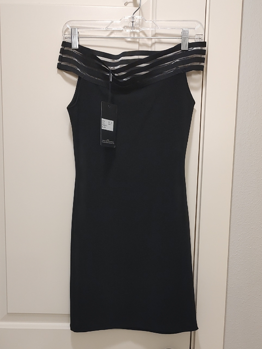 Missguided Black Strapless Bodycon Dress with Sheer Band Detail